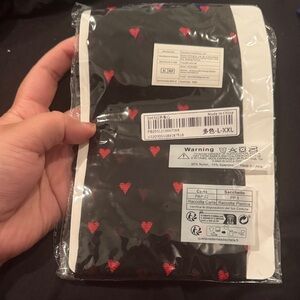 Black and Red Heart Patterned tights